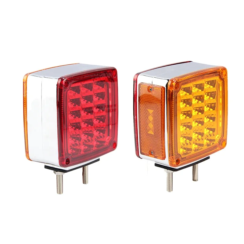 Double Face Pedestal Light 12V 24V LED Marker Lights For Trucks Chrome Front Tractor Turn Signal Lamp