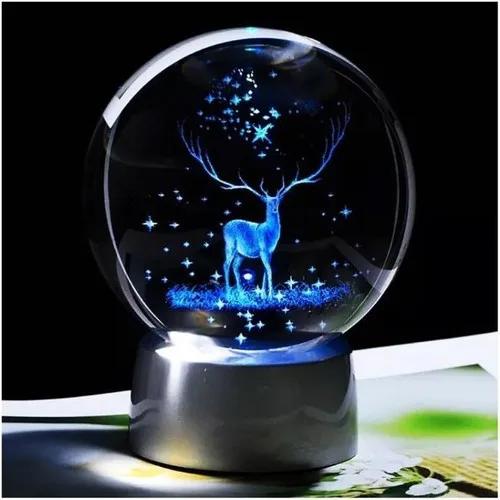 Hd My STORE 3D Deer Model Crystal Sphere Laser Illuminated Based Hologram