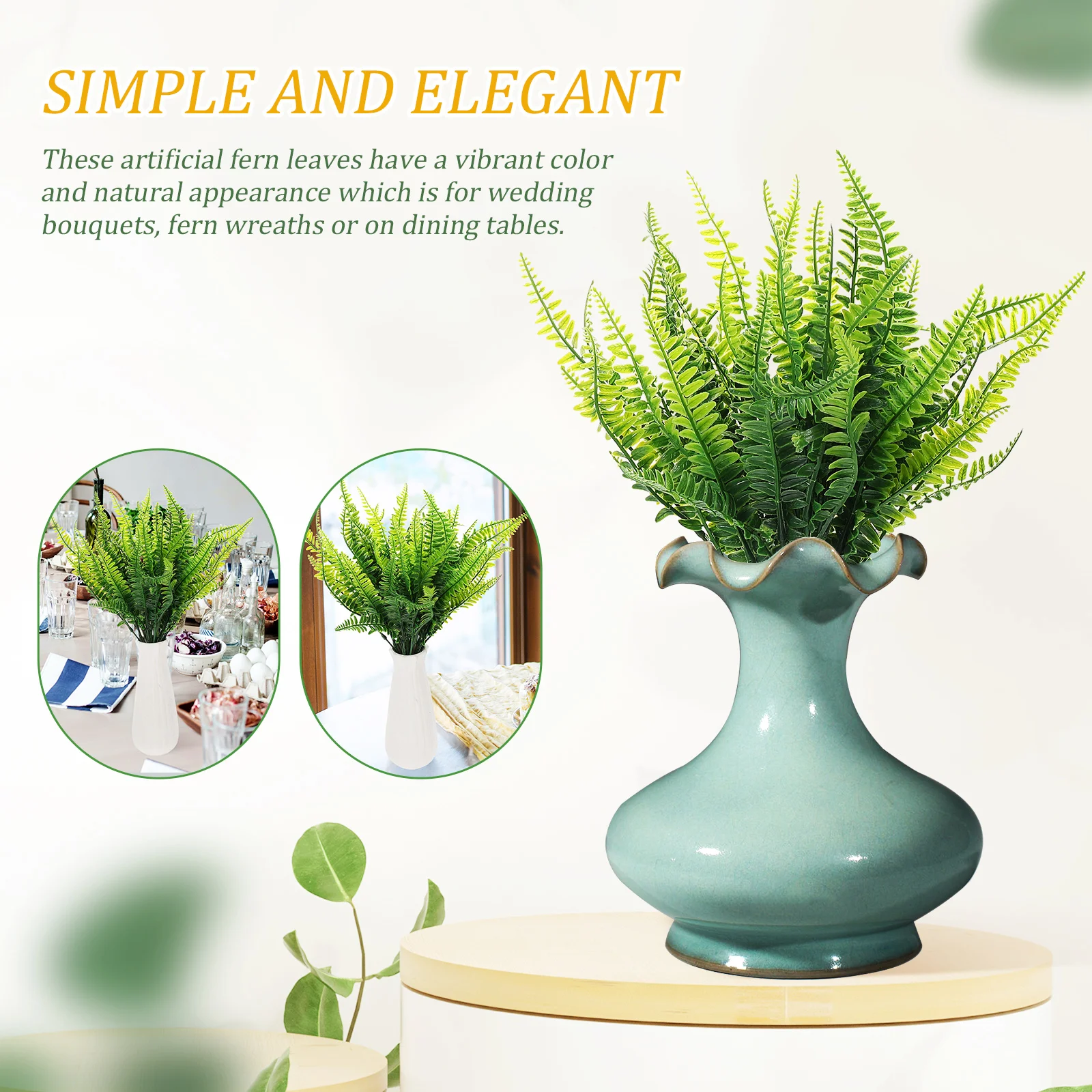 

8 Pcs Artificial Fern Plants Faux Leaves DecorativeIndoor Outdoor Weatherproof Flower Arrangement Supplies Vibrant