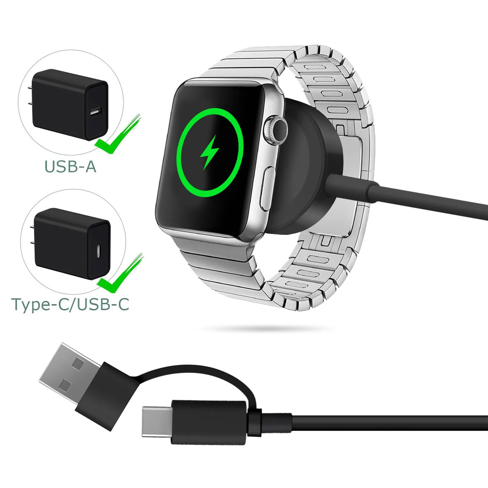 Fast Wireless Charger CABLE สําหรับ Apple Watch Ultra 2/10/9/8/7/6/5/4 ไร้สายแท่นชาร์จแม่เหล็กสายไฟ