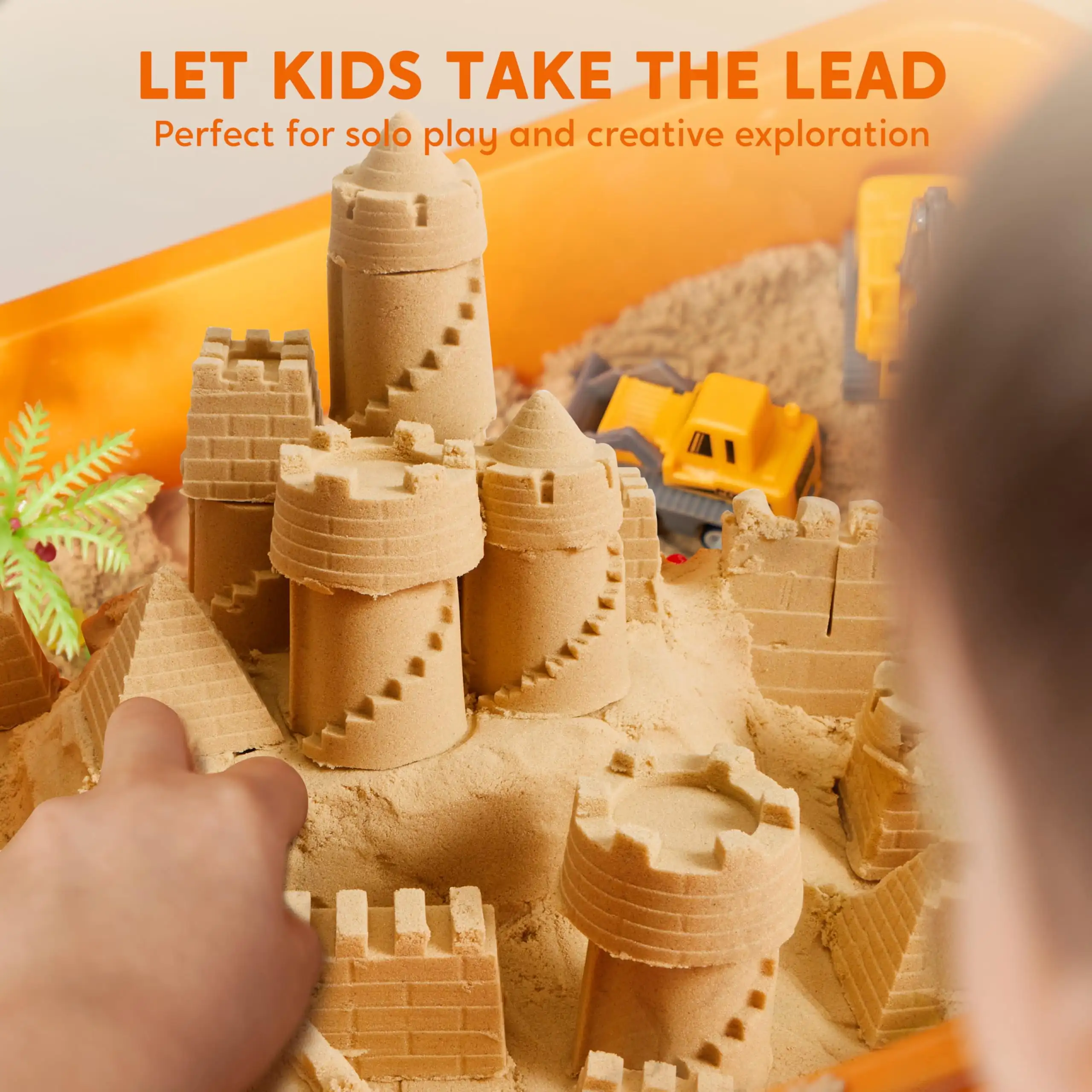 JOYFY صندوق الرمل الحسي للبناء مع غطاء مجموعة بناء القلعة أنشطة التعلم لمرحلة ما قبل المدرسة للأولاد والبنات من سن 3 سنوات فما فوق #2