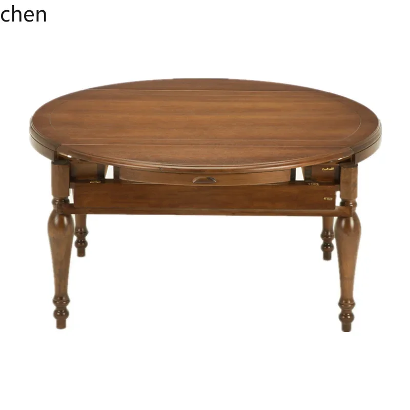 DSA  Solid Wood Folding Dining Table Dining Table Multi-functional Small Apartment Retractable Dining Table and Chairs
