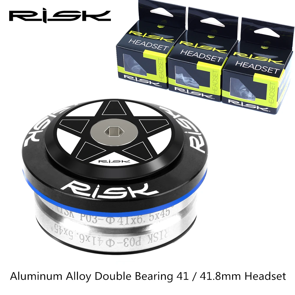 

Risk Double Bearing Bicycle Headset, Full Hidden built-in Bike Headset,Fit 1-1/8" 28.6mm Straight Fork, 41/41.8mm Bearing, Parts