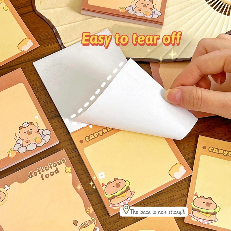 50 Sheets Kawaii Capybara Cartoon Animals Sticky Notes Students Stationery Notepad Memorandum Cartoon Non-Sticky Message Paper