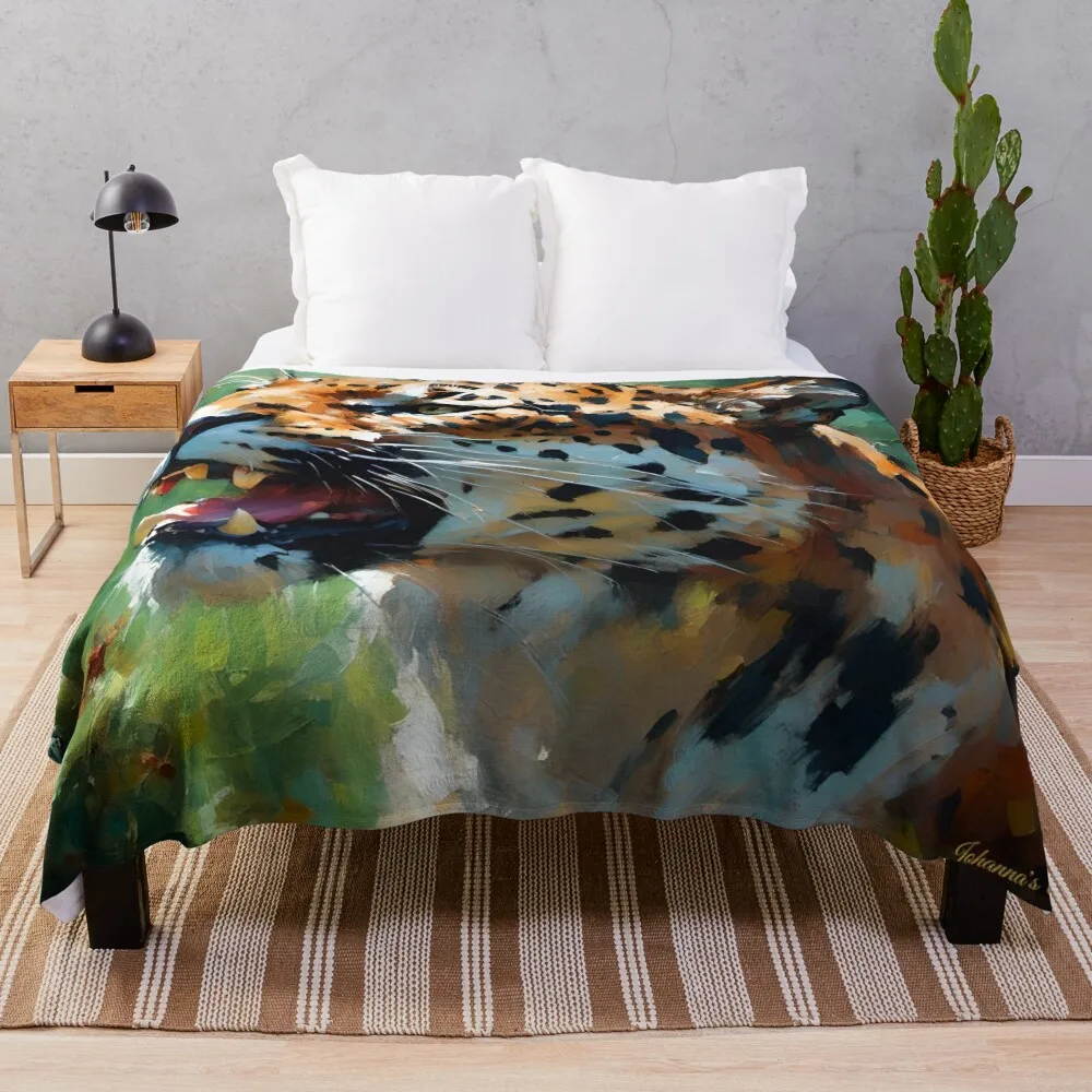 

Wildlife - Abstracted Surrealism - Leopard Throw Blanket Cute Plaid Winter beds Blankets