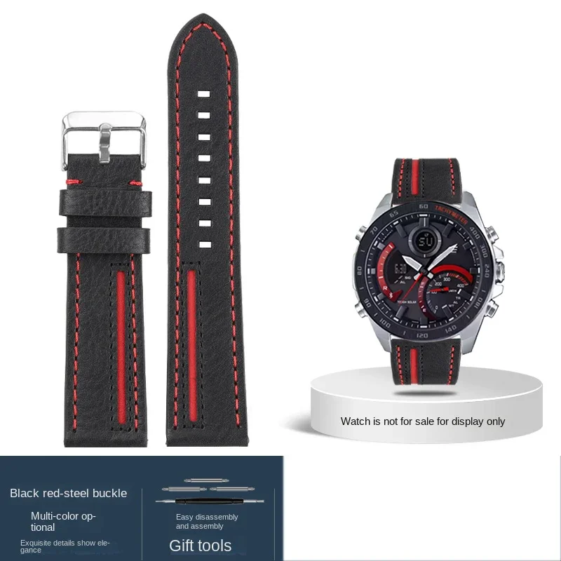 Spliced Leather Strap 22mm for Casio EQB900 EDIFICE EQB-501 500 EFR303 Watch Strap Bracelet EQB-800BL ECB-900 Men's Watchband view 3