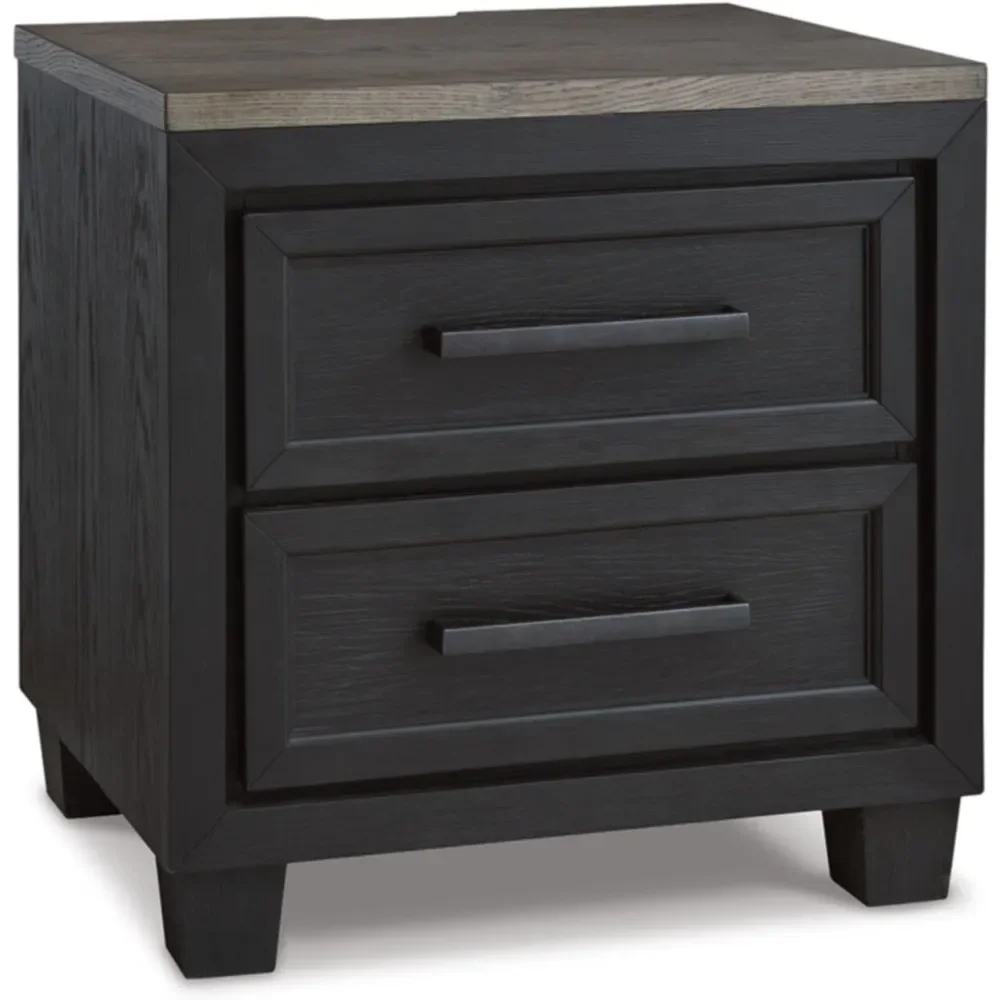 Nightstand with 2 Drawers and USB Ports, Foyland Modern Nightstand