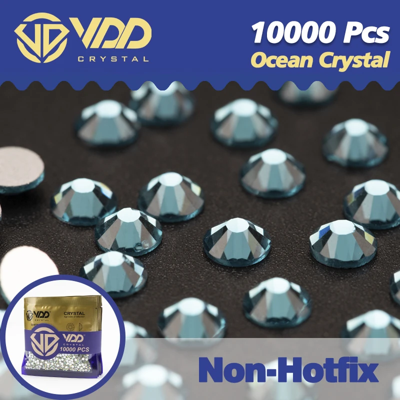 VDD 10000 Stück Großhandel hochwertiges Glas, nicht Hotfix-Strasssteine, Glitzer-Kristall, flache Rückseite, Strass-Edelstein, Nagelkunst, Diamant-Dekoration