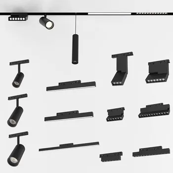 LED Magnetisch Spoorlicht Grille Flood Lamp Modern Ingebed Flexibel Lineair Armatuur LED Spotlight DC48V Plafond Binnenleven