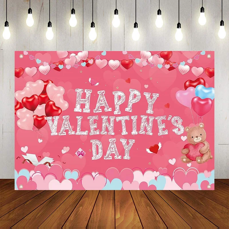 Happy Valentine's Day Backdrop Banner Party Decorations Photo Wedding Anniversary Celebration Photographic Background