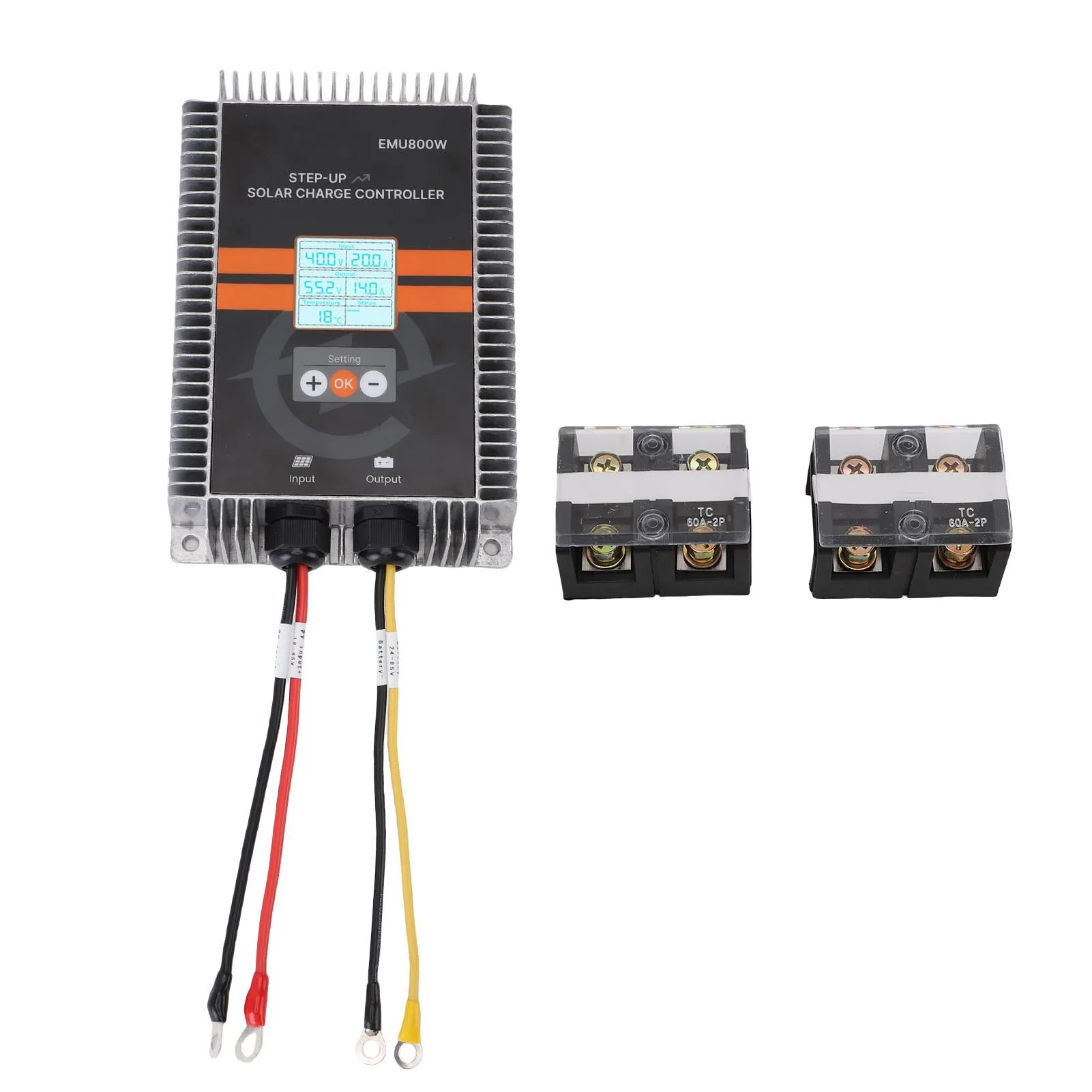 800W Boost MPPT Solar Controller Intelligent Photovoltaic Solar Panel Regulator with LCD Display Solar Controller