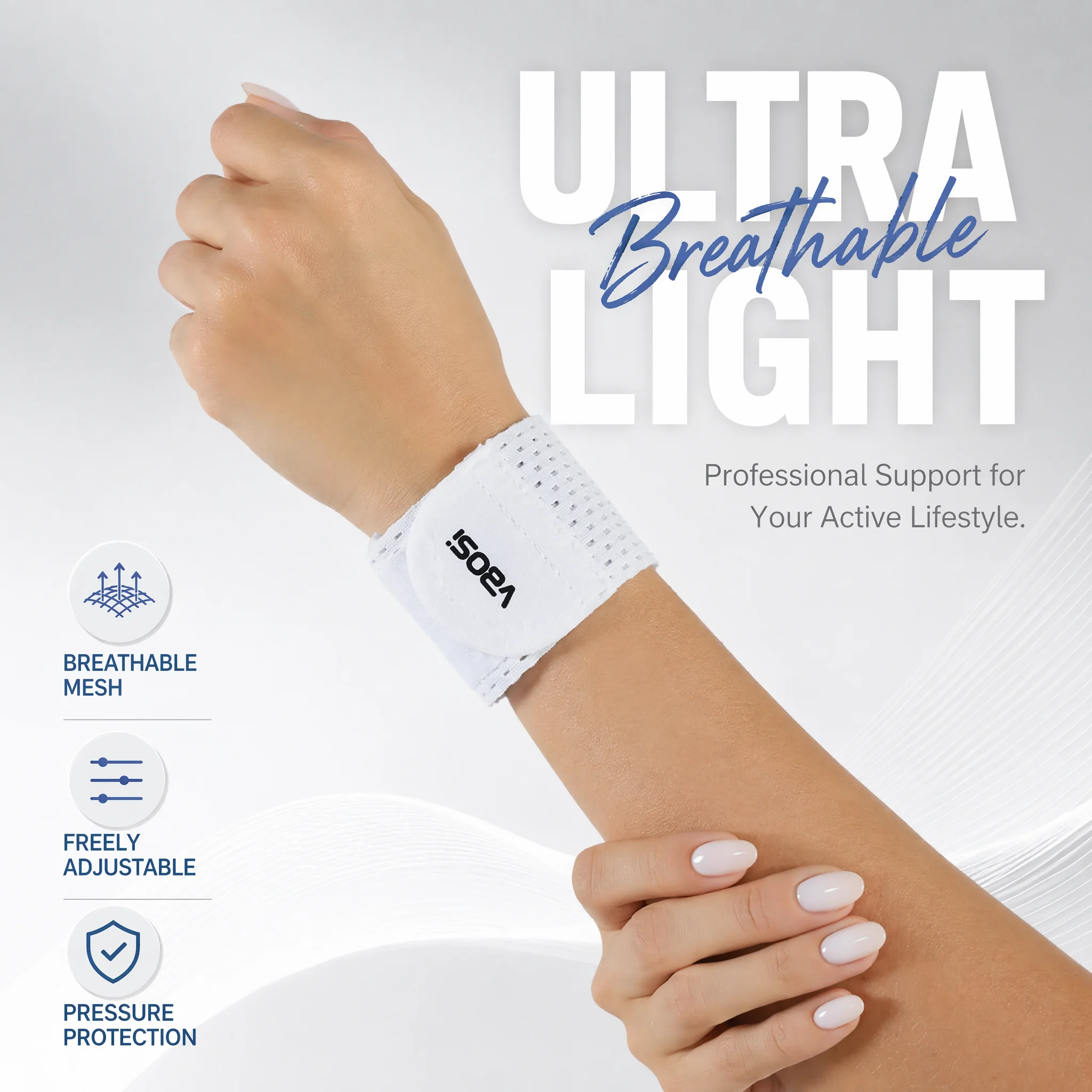 

VBOSI Lightweight Compression Wrist Brace for Women, High Elastic Wrist Support for Tendonitis, Badminton Basketball Fitness