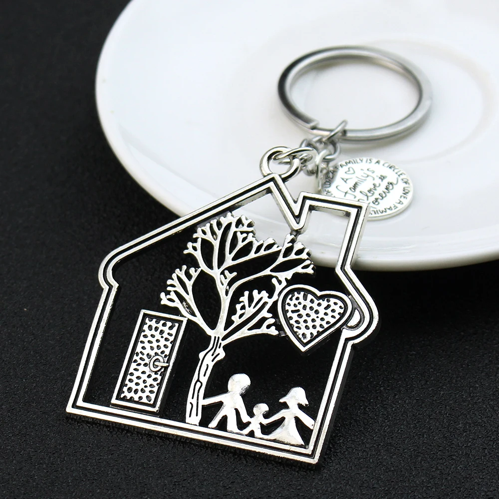 Family Gifts Keychain Dad Mom Child Love House Key Ring Kinship Chains For Women Men Handbag Accessorie Jewelry