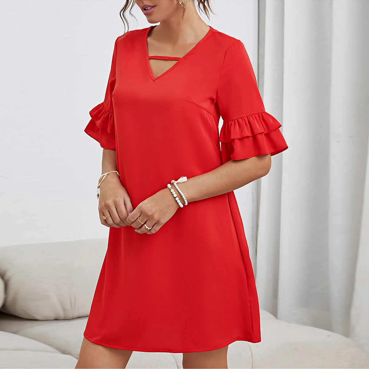 Mugen Plus Size Casual Dress Short Sleeves Elegant Ruffle Female Dress Short Sleeves Women Clothing fashion summer dresses 2024