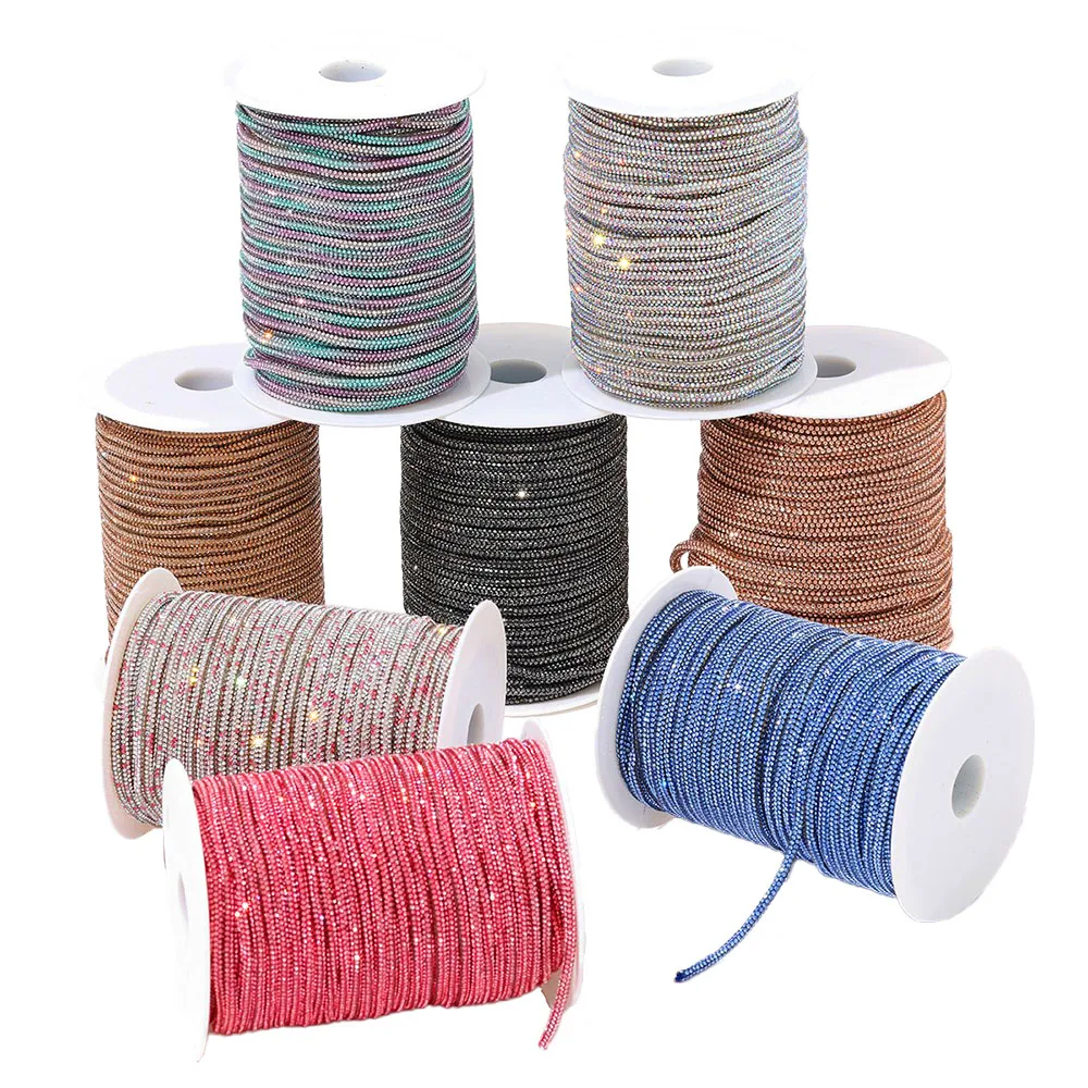 10yards Bling Crystal Rhinestone Rope 4mm Round Tube Cord for Shoelace DIY Projects Drawstring Craft Soft Trim Aglets Decoration