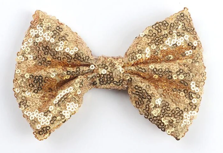 

New Colorful Sequin Bow Hair Clip For Girls Gold Silver Hair Bow With Clip Solid HairPins Barrettes Fashion Accessories