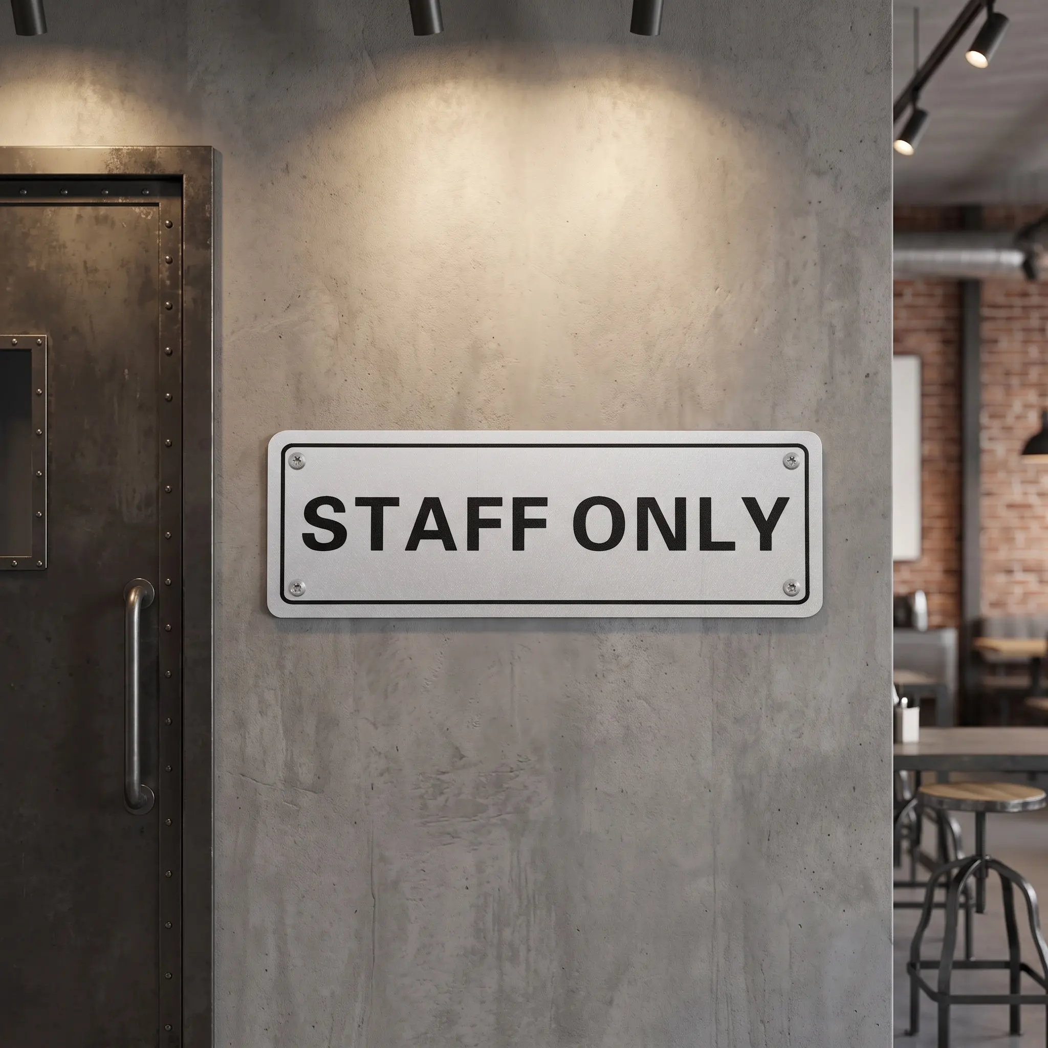 Staff Only Wall Sign Aluminum Door Sign for Office Corporate Retail Store Shopping Mall Employee Only Restricted Zone Decor