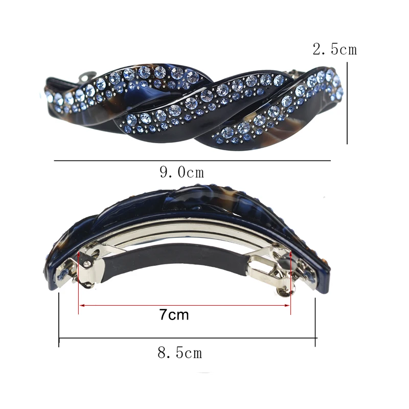 Women Headwear Girl Hairwear Large Size Acetate Cute Hair Clip Vintage Hair Barrette Rhinestone Hair Accessories For Women