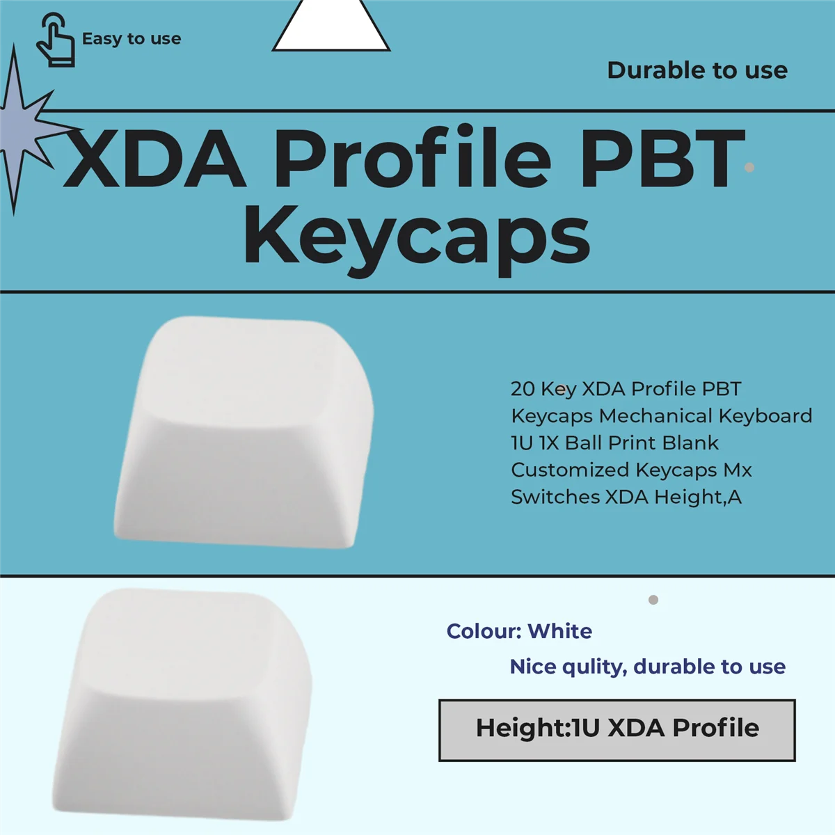 20 Key XDA โปรไฟล์ PBT Keycaps คีย์บอร์ด 1U 1X Ball พิมพ์เปล่าที่กําหนดเอง Keycaps Mx XDA ความสูง, a002