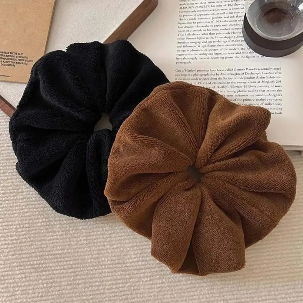 New Extra Large Hair-drying Scrunchies Elastic Autum Winter Faux Fur Plush Hair Tie Water Absorbing Hair Accessories Girls Women