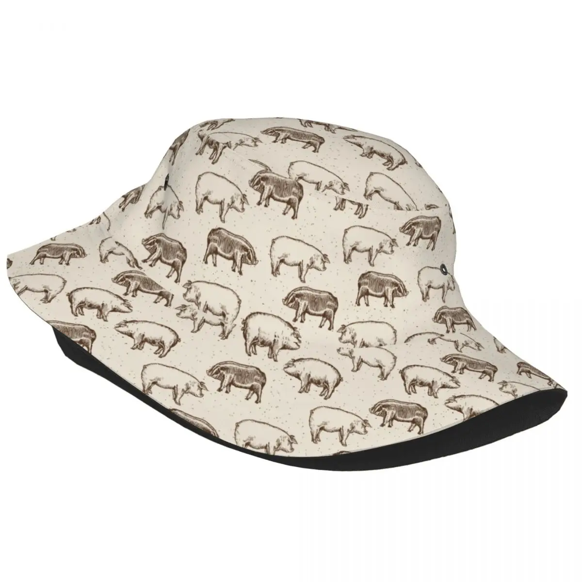 Hip Hop Village Pig Farm Pigs Bucket Hats Women Lightweight Hiking Fishing Hats Hot Summer Headwear