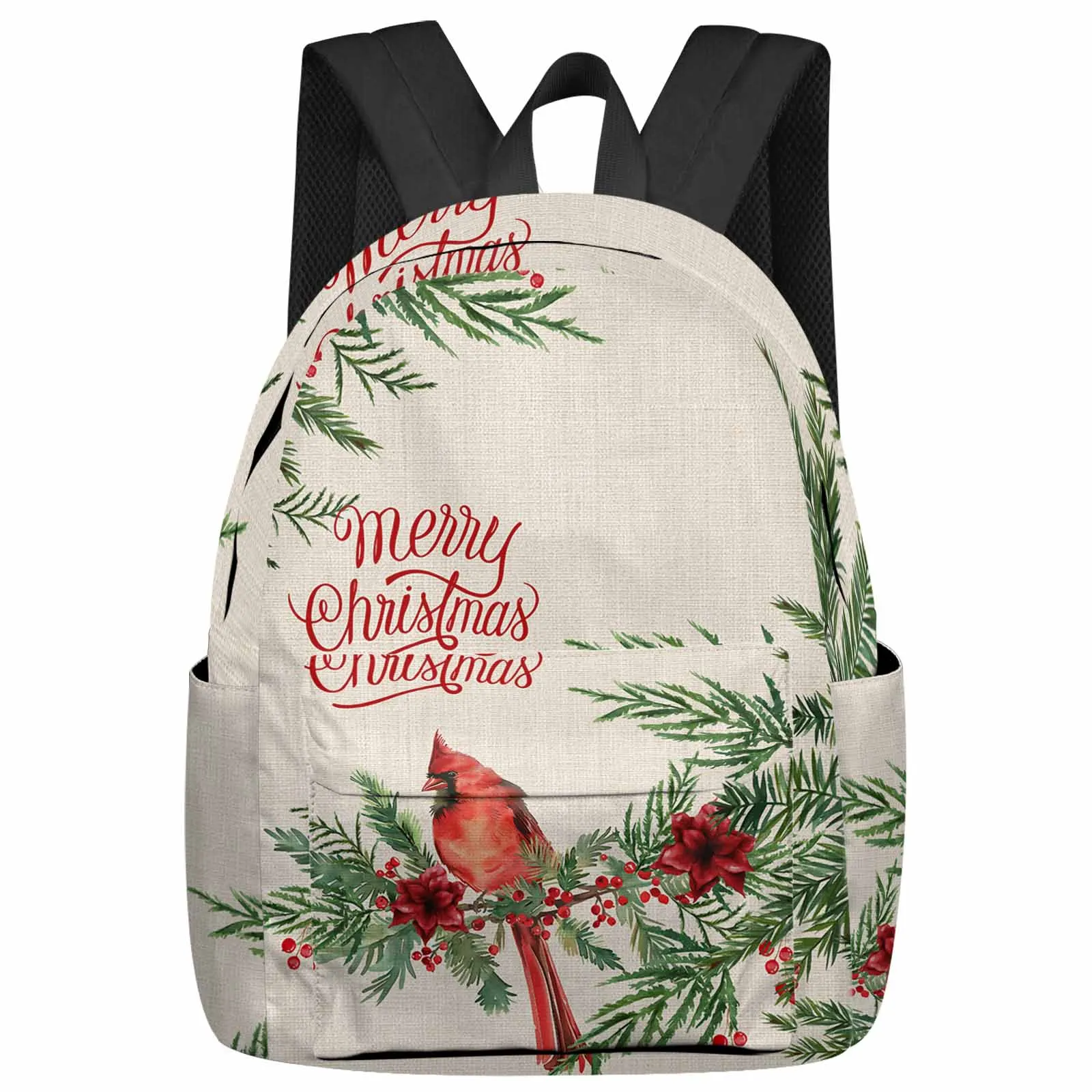 Christmas Berry Plants Cardinals Backpack School Bags for Teenagers Students Laptop Bag Women's Casual Travel Backpack