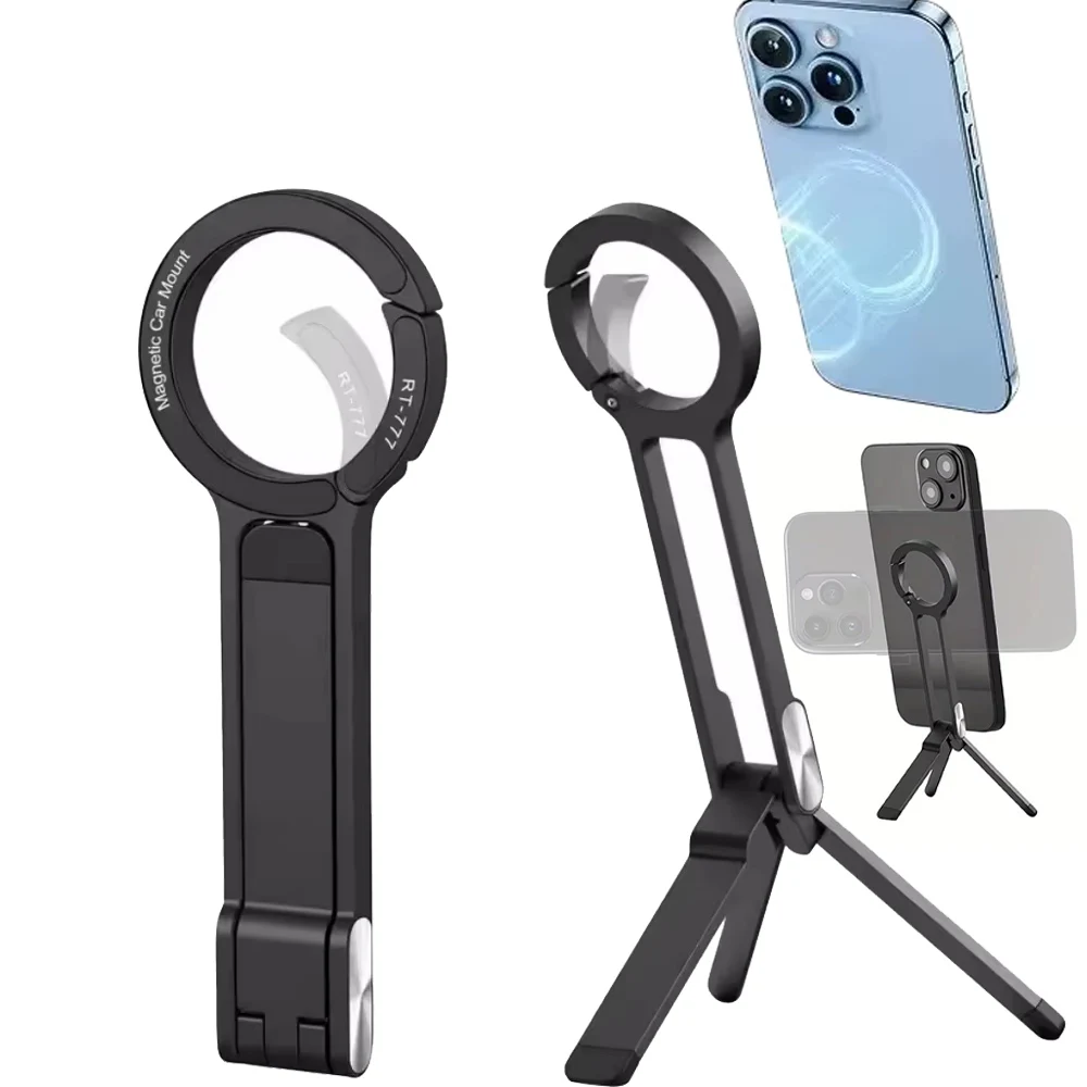 Foldable Portable Phone Holder Stand Dual-sided Magnetic Phone Tripod Mount For iPhone 17 Pro Max 16 15 14 13 12 Samsung Xiaomi