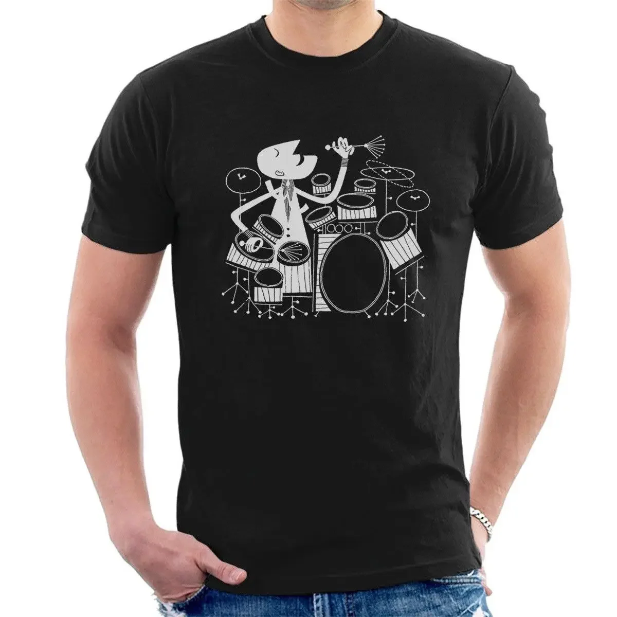 

Funny Design Jazz Soft Style Drums Cubiem Drummer T-Shirt 100% Cotton O-Neck Short Sleeve Summer Casual Mens T-shirt Streetwear