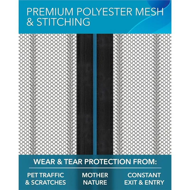 L60A 1Pc Magnetic Screen Door Mesh 120X210cm - Easy Install, Self-Sealing Mesh, Pet Tested, Hands-Free Entry, Keeps Bugs Out