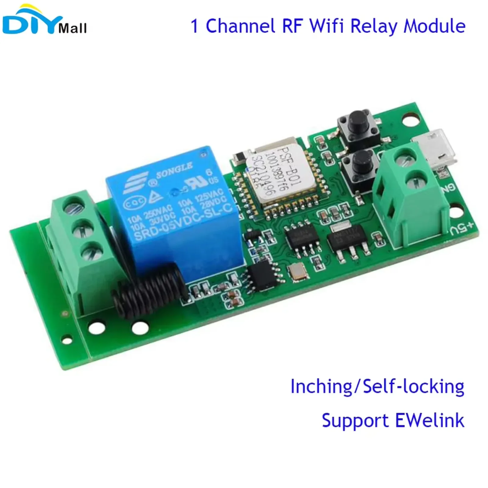 Wireless Smart Relay Switch 5V 1 Channel RF Wifi Control Inching Self-locking Modes eWeLink App For Home Appliances