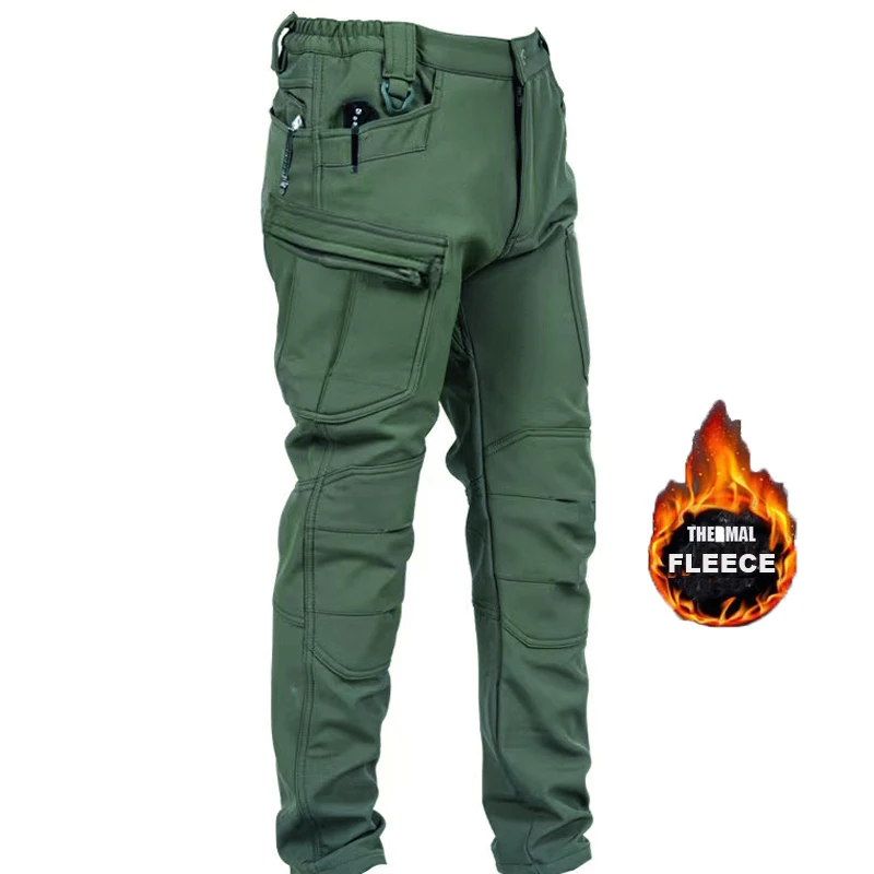 

Мужские военные армейские зимне-осенние флисовые тактические брюки для кемпинга, пешего туризма, треккинга, скалолазания, уличные брюки-карго, спортивные брюки из софтшелла