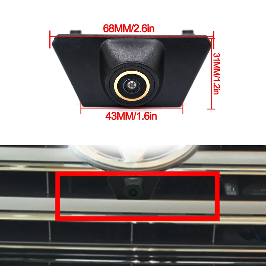 170° Fisheye Golden Lens Full HD Vehicle Backup Car Front View CAM For Toyota Land Cruiser 200 LC200 V8 Roraima J200 2012~2020