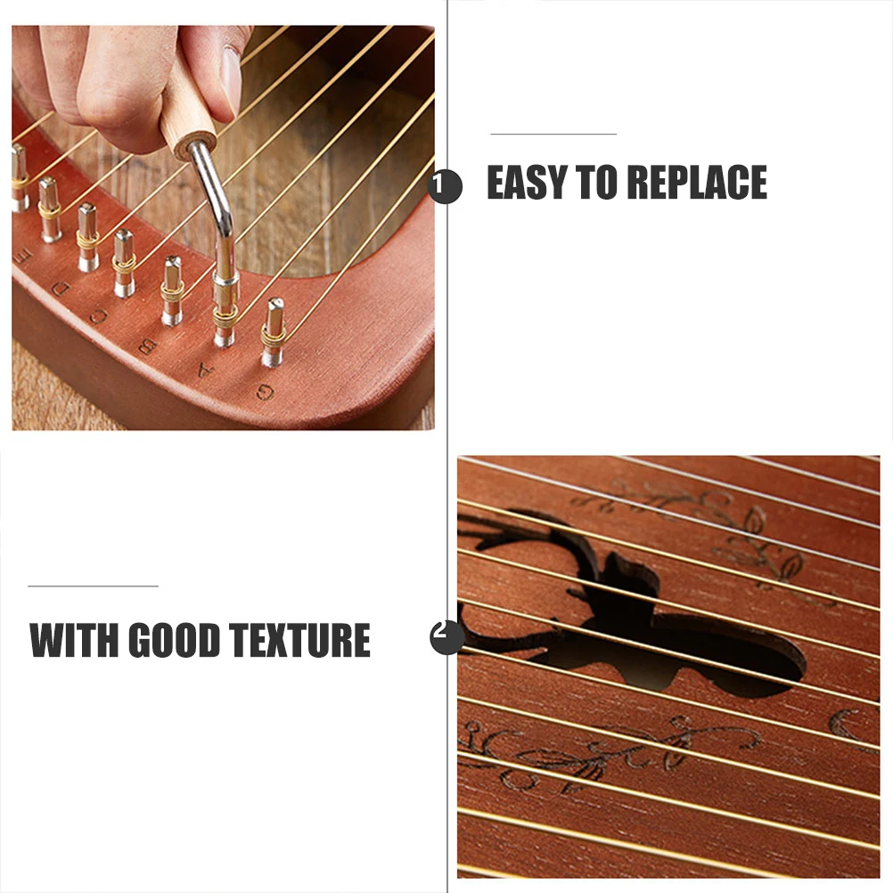 

10Pcs Sturdy Lyre Strings Full Set Good Texture User-Friendly Design Musical Instrument Parts Lyre Changing Strings Kit