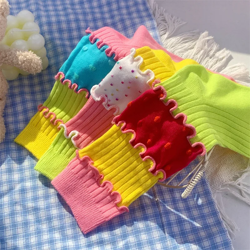 

Комплект из 3 пар женских носков, японские допаминовые забавные кавайные удобные носки для девочек, оптовая продажа, милые цветные носки средней длины