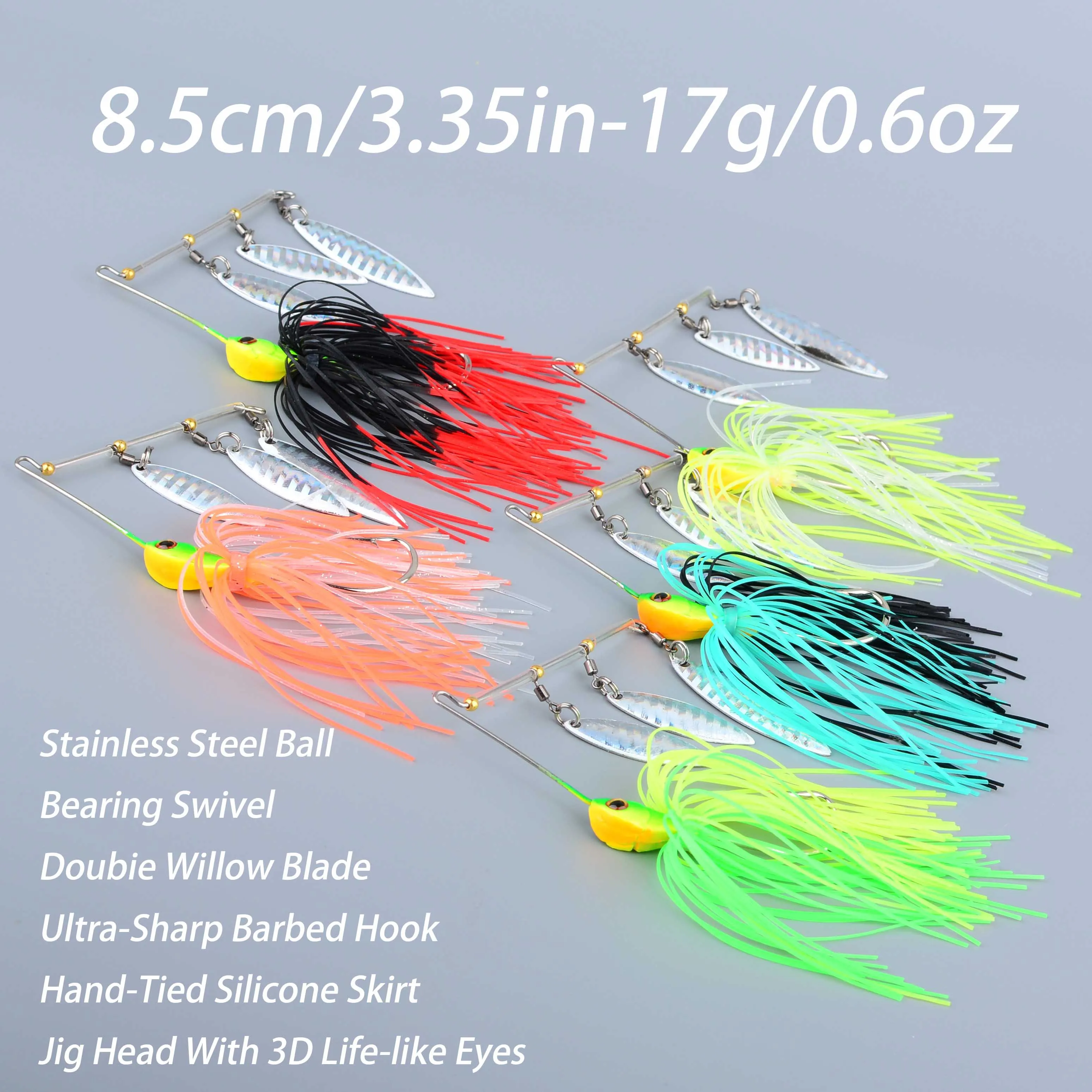 5 قطعة الصيد Buzzbait السحر سبينيربايت تهزهز ملعقة معدنية القفز رئيس سبينر الطعم سويم ل باس شفرة سبينر الطعم