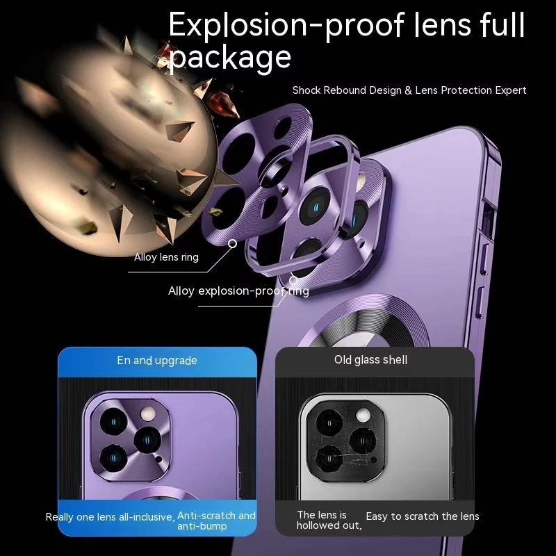 360-metalowe etui ze stopu aluminium do iPhone'a 16 15 14 13 Pro Max Pełny obiektyw aparatu Ochronna, oryginalna, kolorowa, ultracienka osłona telefonu