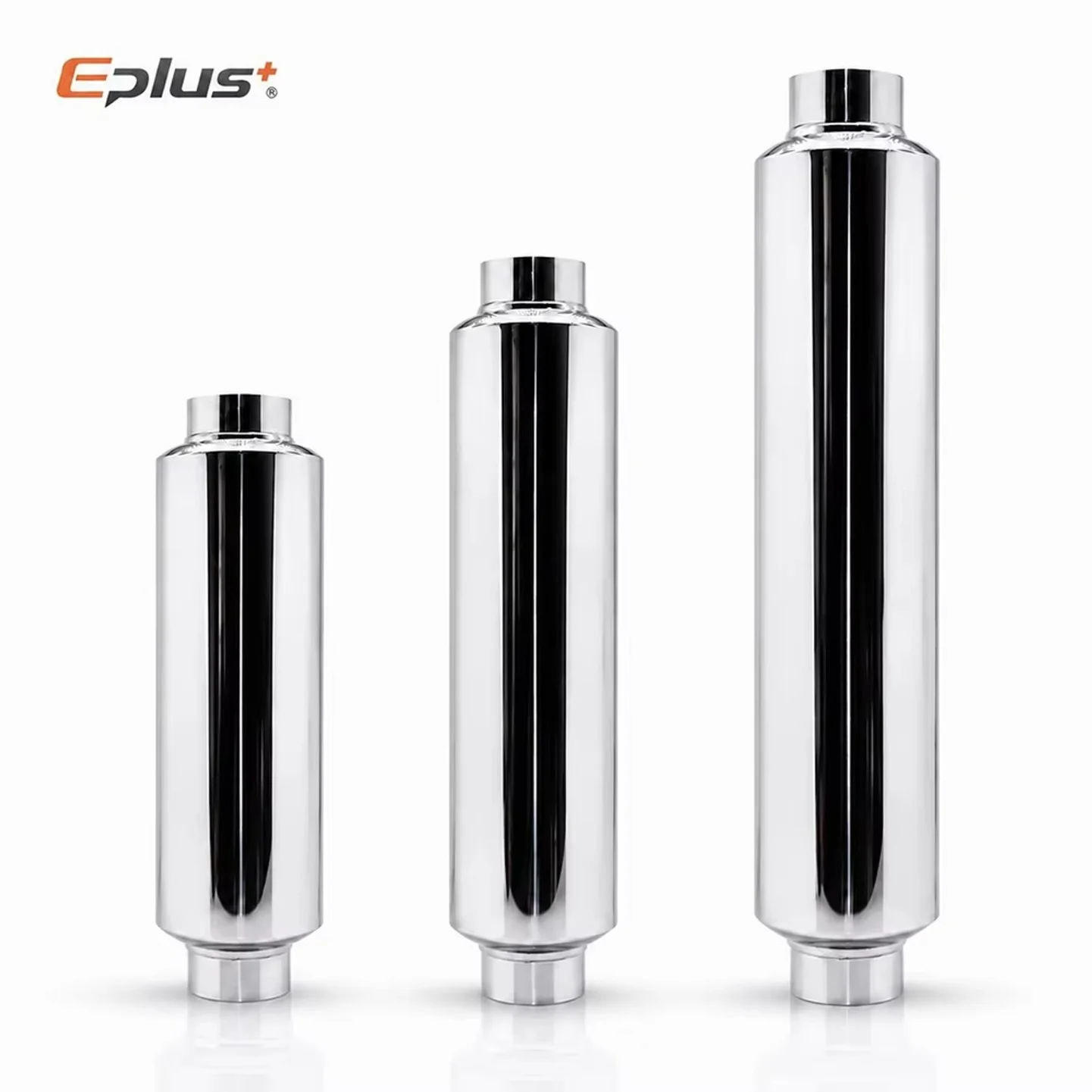 EPLUS Universal Stainless Steel Straight‑Through Car Exhaust Systems Resonator Muffler Middle Pipe Silver O.D 51/57/63/70/76MM