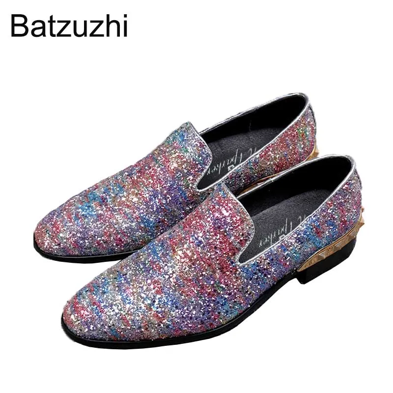 

Batzuzhi Luxury loafers men shoes Fashion Rhinestone Superstar dress elegant prom shoes for men wedding zapatillas hombre