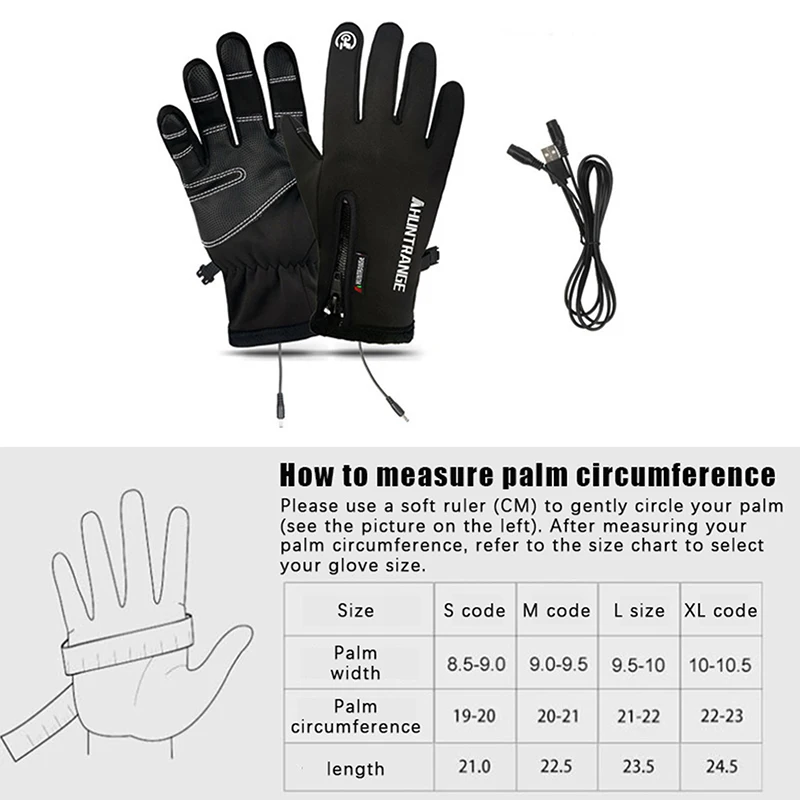 Heated Gloves Winter Liner Charge Electric Full Finger Skiing Gloves Men Cycling Riding Fishing Biker Gloves Bicycle Accessories