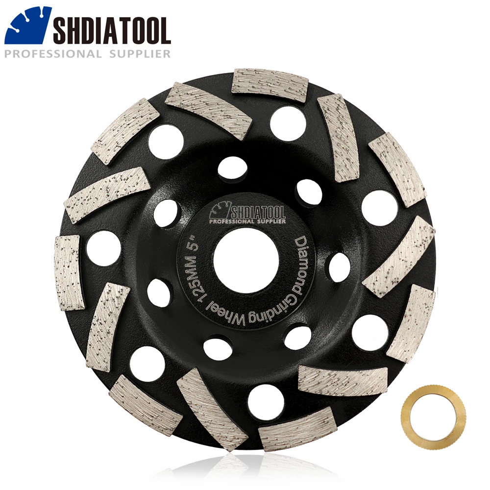 SHDIATOOL 1pc Diamond Grinding Wheel 4.5inch 5inch Granite Marble Grinder Plate Concrete Polishing Disc Cup Wheel Bore22.23mm