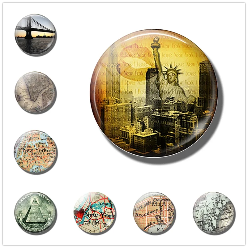 

Statue of Liberty Refrigerator Magnet Kitchen Refrigerator Memo Circular Retro Art Home Decoration Medium 40mm