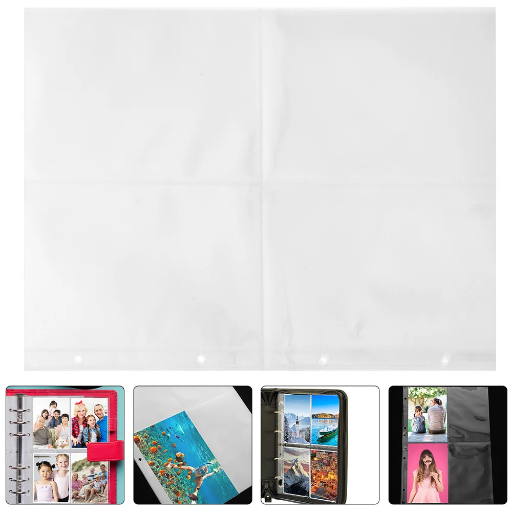 

20 Sheets A4 Loose-Leaf Photo Album Transparent Clear Photo Sleeves Protective Pages for Wedding Graduation Photos Postcard