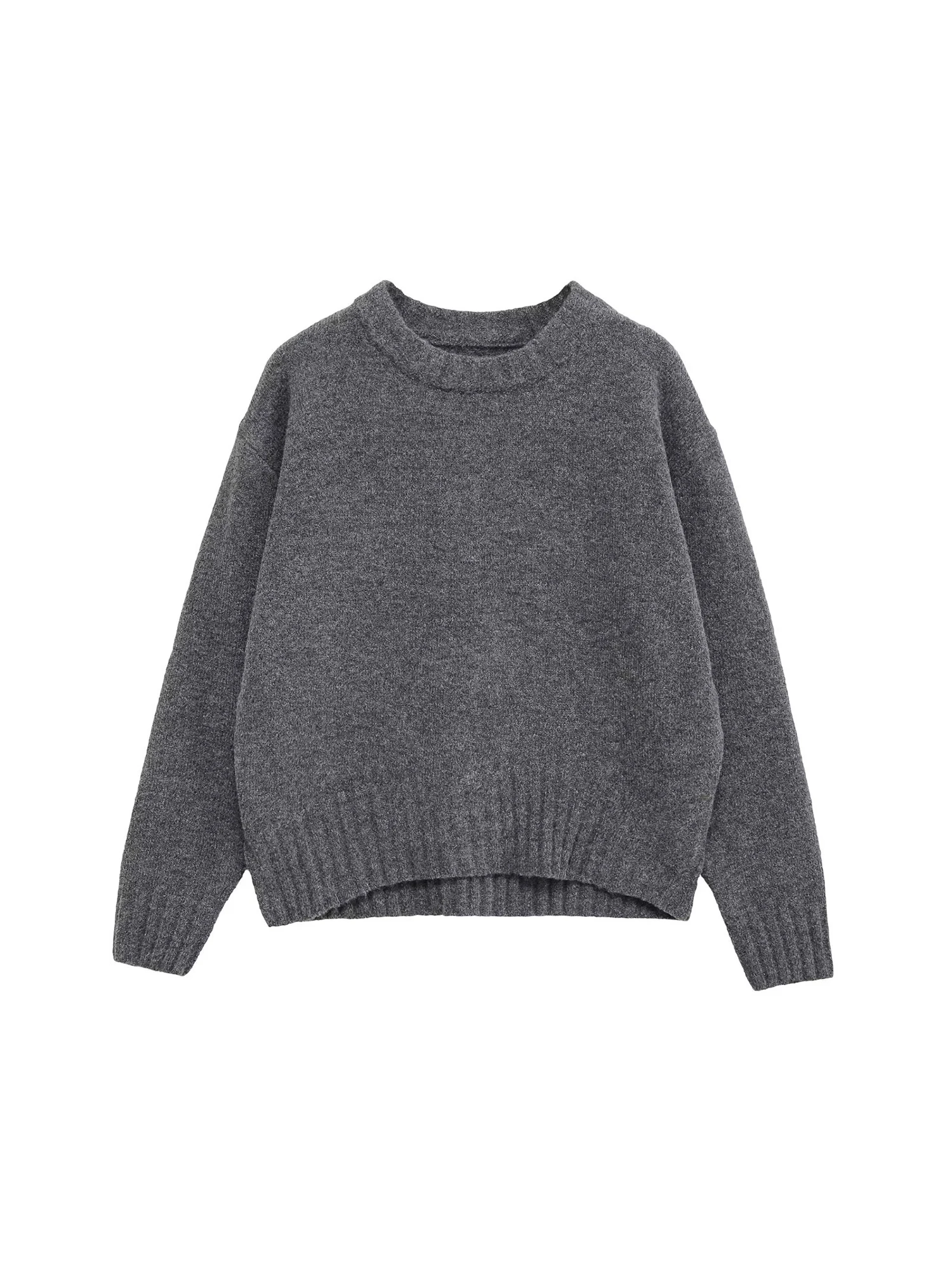 

Женский серый пуловер с круглым вырезом, джемпер, винтажный свитер 2000-х годов Y2k, эстетичная мода, японский трикотаж, свитер с длинными рукавами, осень 2025 г.