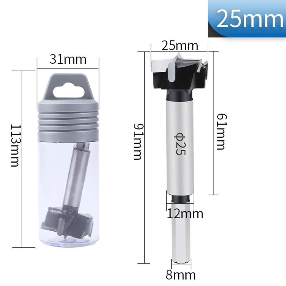 1Wood Auger Cutter Drill Bit 25 32 35 40 50 60mm 3 Flutes Carbide Tip WoodworkingCutter Carpentry Tools Accessories