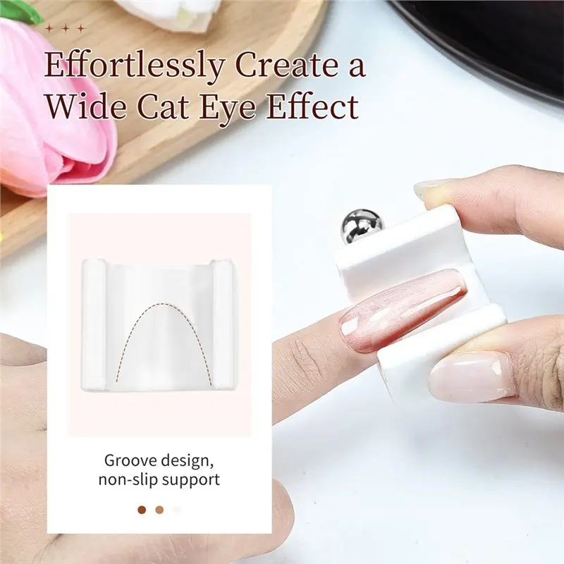 【HAPPY】Nail Art U Shape Magnet Tool With Ball Magnet, 5D Automatic Cat Eye Magnet For Nails, Easy Multiple Cat Eye Effects