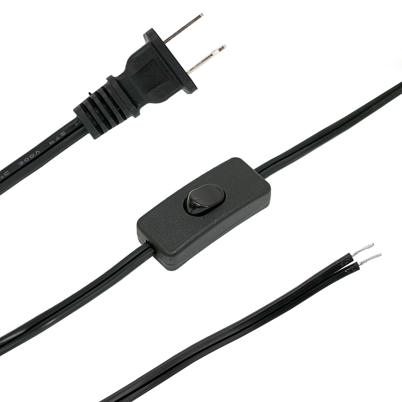 1.8m 303 Power Cord AC Switch Plug Wire 2pin AU UK EU US Plug Cable Extension Cords Black Line Lighting Accessories For LED Lamp