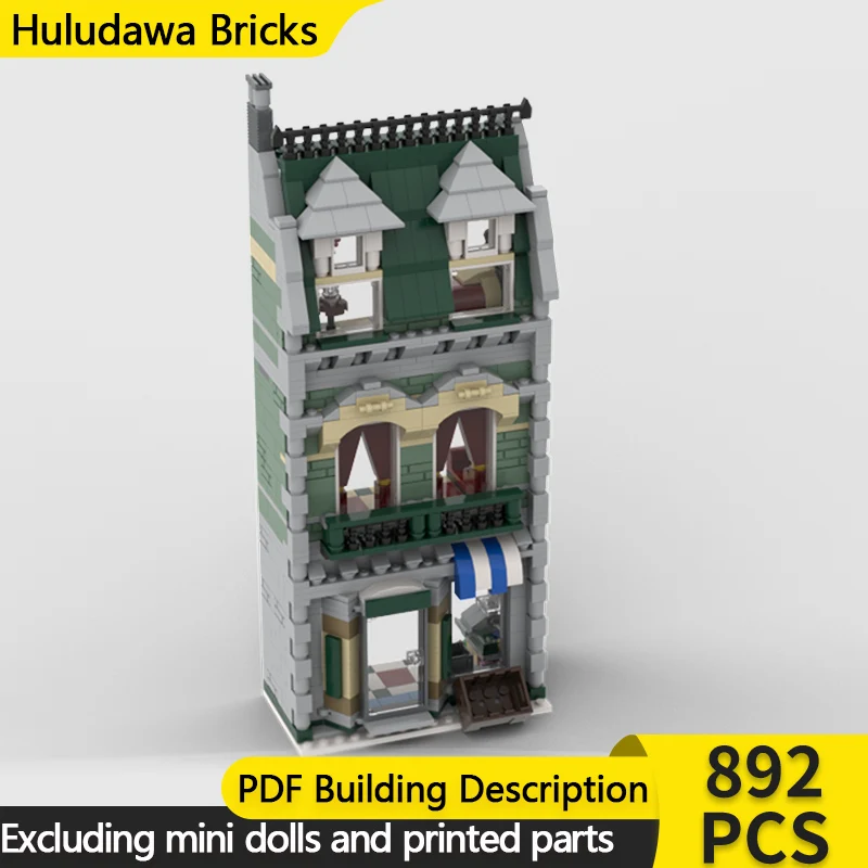 

City Street View Model MOC Building Bricks Green Small Grocer Modular Technology Children Holiday Gifts Assemble Toys Suit