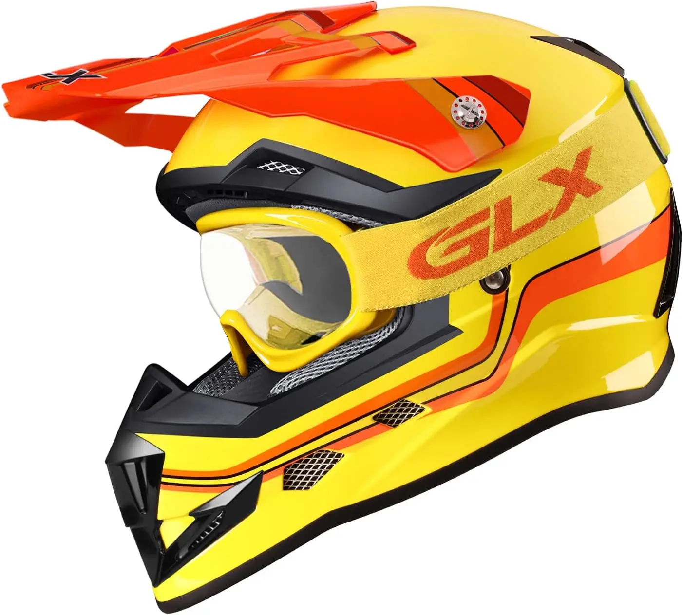 GX623 DOT dzieci młodzieży ATV Off-Road motor terenowy Motocross motocykl kask fullface Combo rękawiczki gogle dla chłopców i dziewcząt (Retro Y