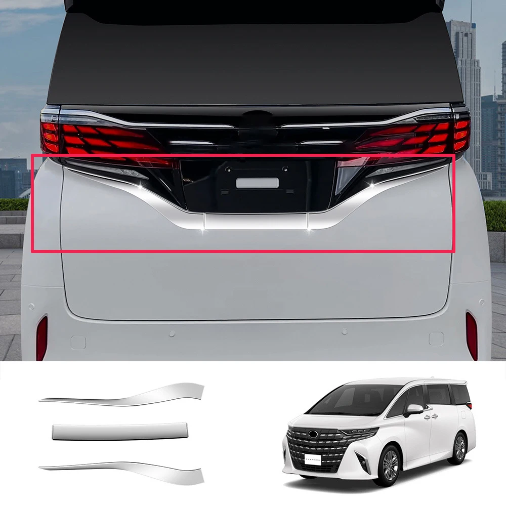 

For Toyota Alphard Vellfire 40 Series 2023 2024 Chrome License Plate Cover Rear Trunk Tail Gate Lid Molding Bezel Streamer Strip