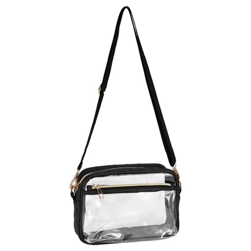 

A65G-Toiletry Pouch PVC Clear Waterproof Small Handbag For Women Portable Travel Stadium Approved Zipper Shoulder Crossbody Bag